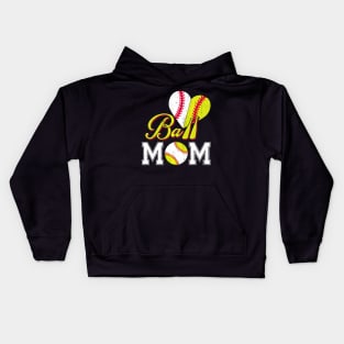 Funny Ball Mom Softball Baseball Kids Hoodie